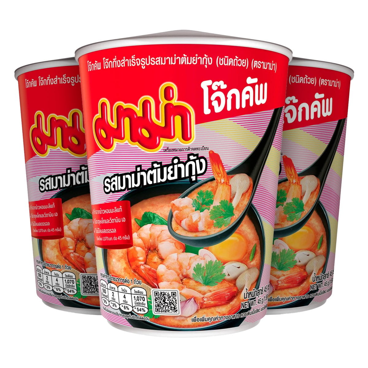 มาม่า โจ๊กคัพ โจ๊กกึ่งสำเร็จรูป รสมาม่าต้มยำกุ้ง (ชนิดถ้วย) 45 ก. แพ็ค 3_1