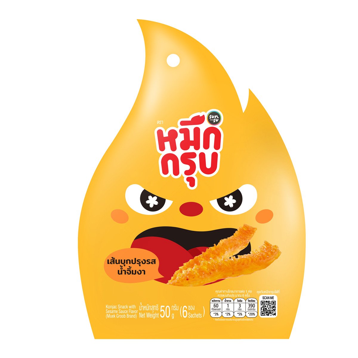 ซันซุ หมึกกรุบ คอนยัก สแน็ค วิท เซซามี่ ซอส เฟลเวอร์ 50 ก.
