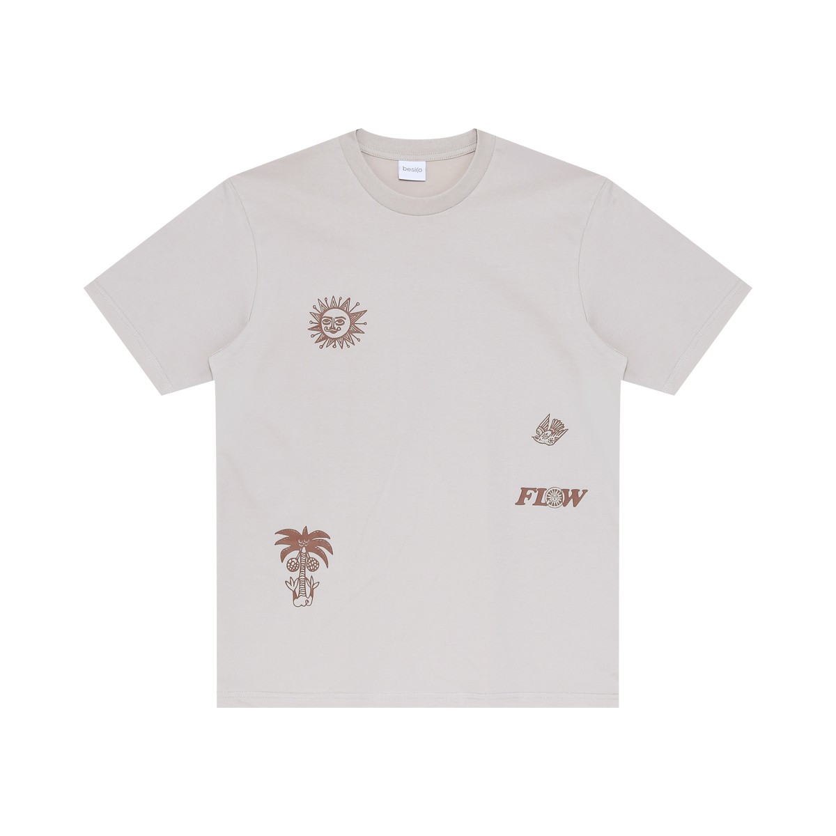 เบสิโค เสื้อยืดแขนสั้นชาย สีเบจ