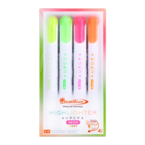 QUANTUM Highlighter Aurora Neon 4 piece Assorted Colors