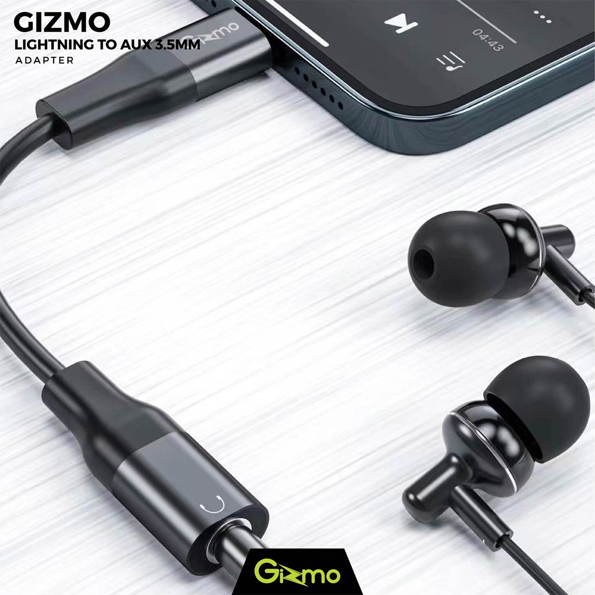 กิซโม สายแปลง Lightning to Audio Jack 3.5 mm รุ่น GA-010 ขนาด 12 ซม._3