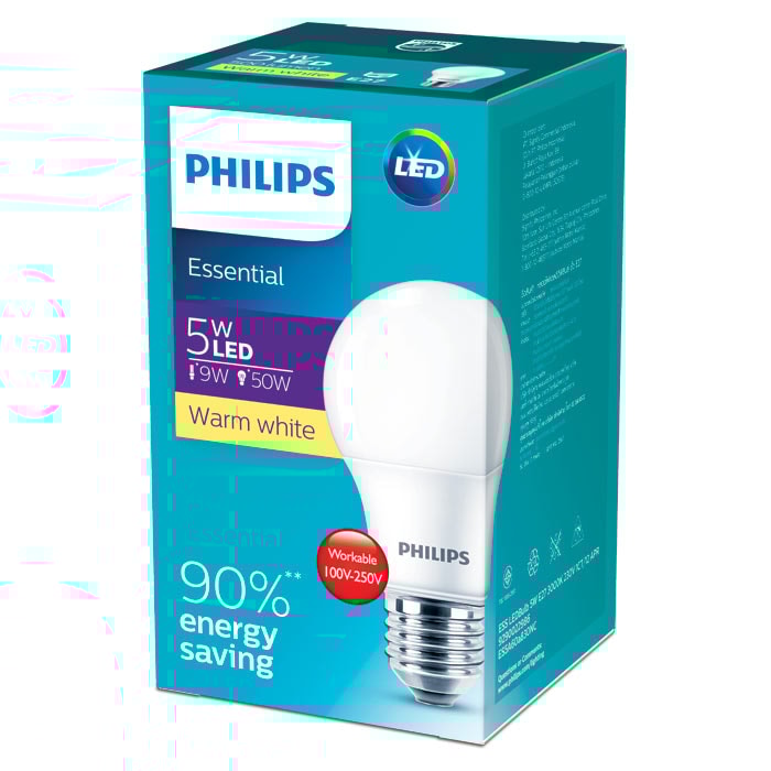 ฟิลิปส์ หลอดประหยัดไฟ LED 5 วัตต์ รุ่น ESSENTIAL BULB โทนแสงสีเหลือง