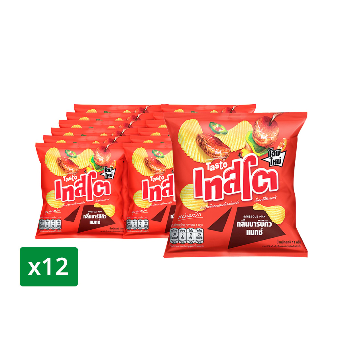 TASTO Ridge Cut Potato Chips Barbecue Max Flavor 11 g. Pack 12