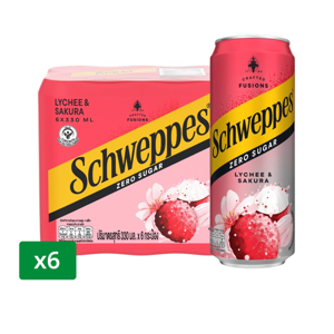 SCHWEPPES Crafted Fusions Zero Sugar Lychee & Sakura 330 ml. Pack 6