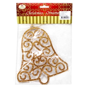 BANGKOK CHRISTMAS Glitter Bell Ornament Model 5890-01 Gold