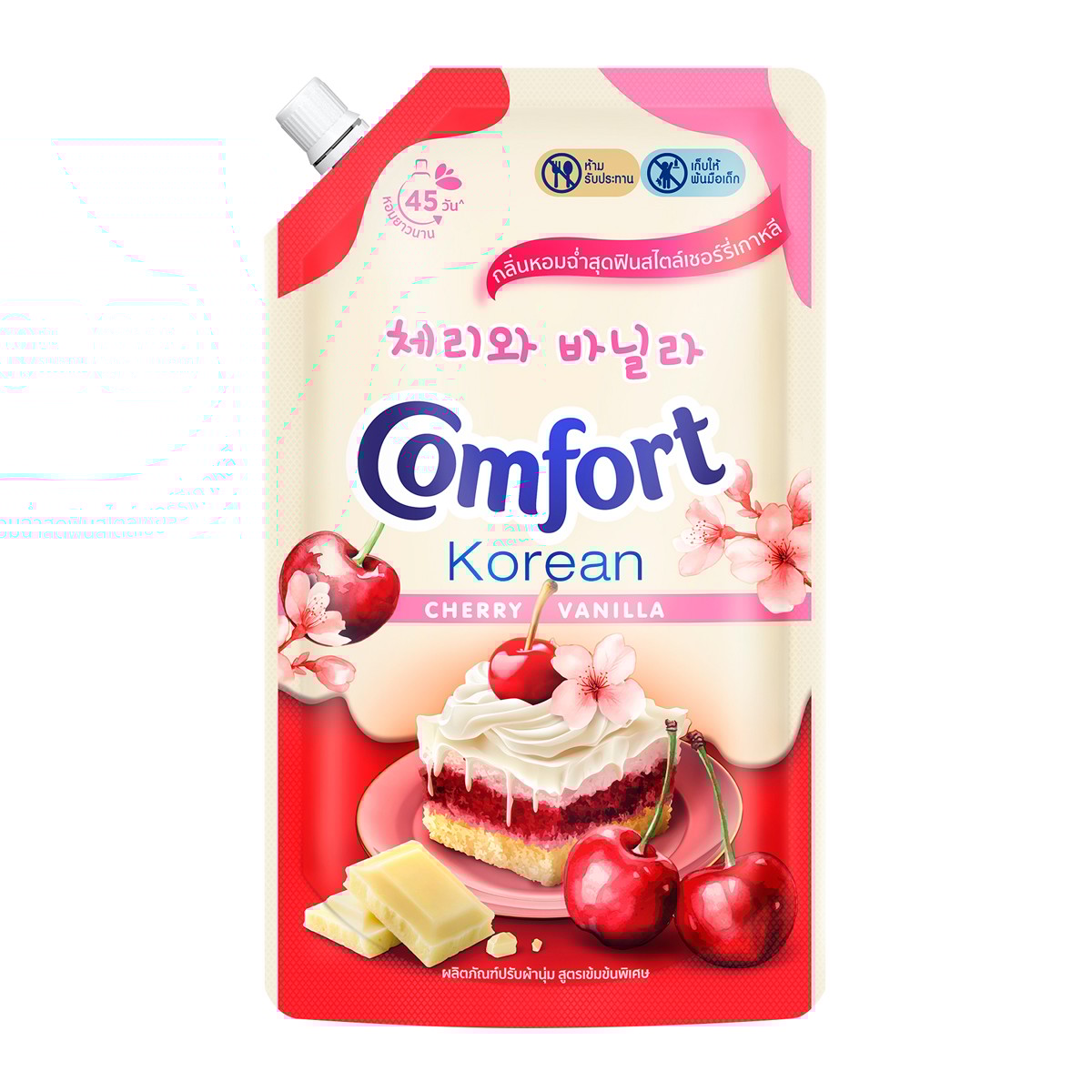 คอมฟอร์ท โคเรียน น้ำยาปรับผ้านุ่ม กลิ่นเชอร์รี วานิลลา 470 มล.