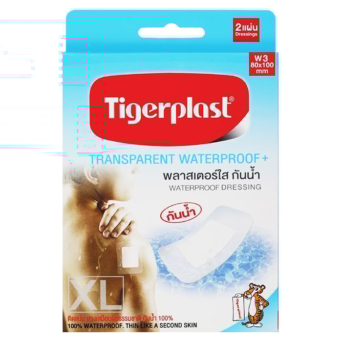 ไทเกอร์พลาส พลาสเตอร์ปิดแผล ชนิดฟิล์มใส กันน้ำ W3 x 2 ชิ้น_1