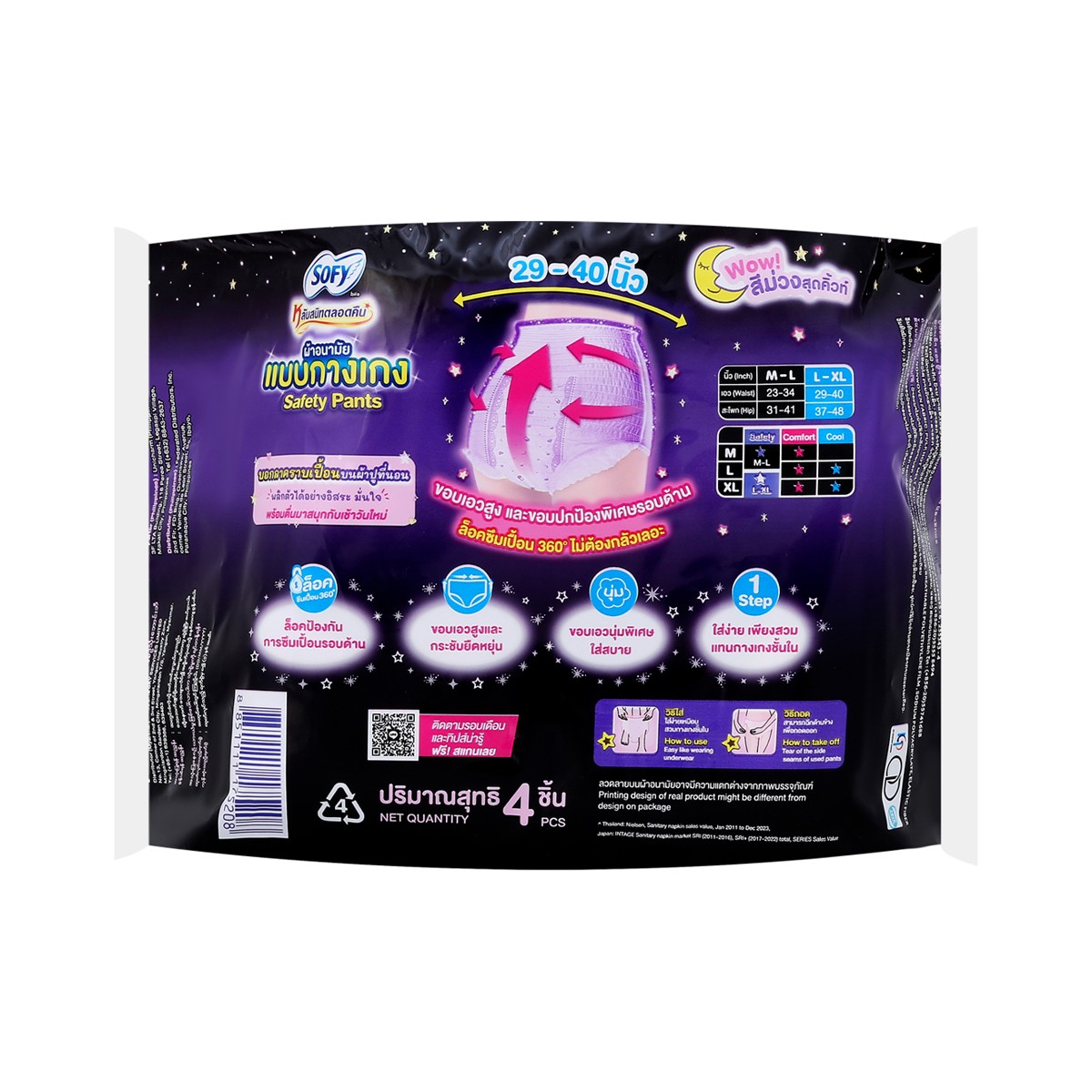 โซฟี ผ้าอนามัยแบบกางเกง รุ่น เซฟตี้ ไซส์ L-XL 4 ชิ้น_3