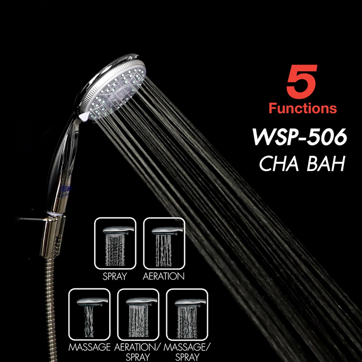 ดับบลิวเอสพี หัวฝักบัว รุ่น WSP-506HC สีโครม_3