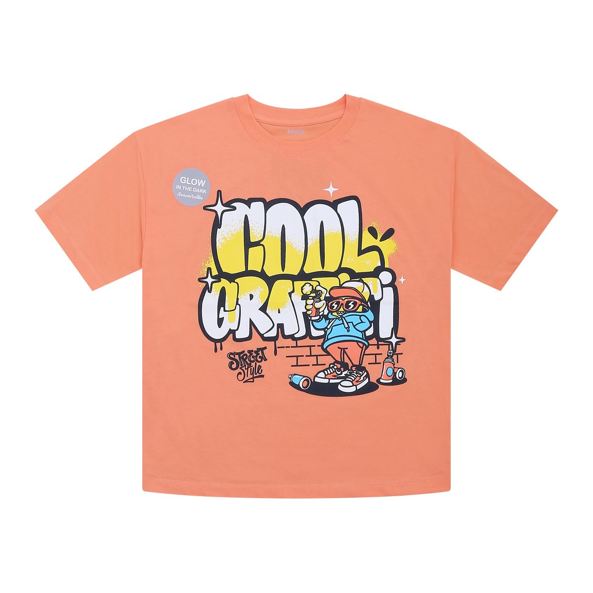 เบสิโค เสื้อยืดคอกลมแขนสั้น สำหรับเด็ก รุ่น FVDS2311LB018 สีส้ม