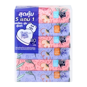 บิ๊กซี แฮปปี้ ไพรซ์ โปร กระดาษเช็ดหน้าซอฟท์แพค 80 แผ่น x 6 ห่อ