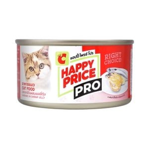 บิ๊กซี แฮปปี้ ไพรซ์ โปร อาหารแมวกระป๋อง แบบเปียก รสปลาซาร์ดีนผสมเยลลี่กุ้ง 185 ก.