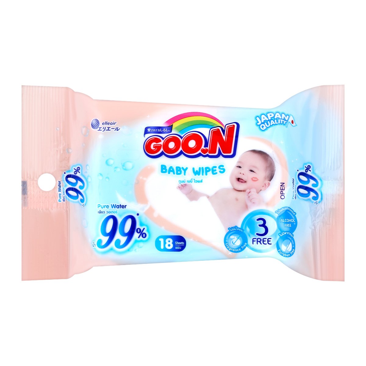 กูนน์ เบบี้ ไวพส์ เพียว วอเตอร์ 99% 18 แผ่น