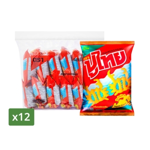 ปูไทย ขนมทอดกรอบ รสปลาหมึก 12 ก. แพ็ค 12