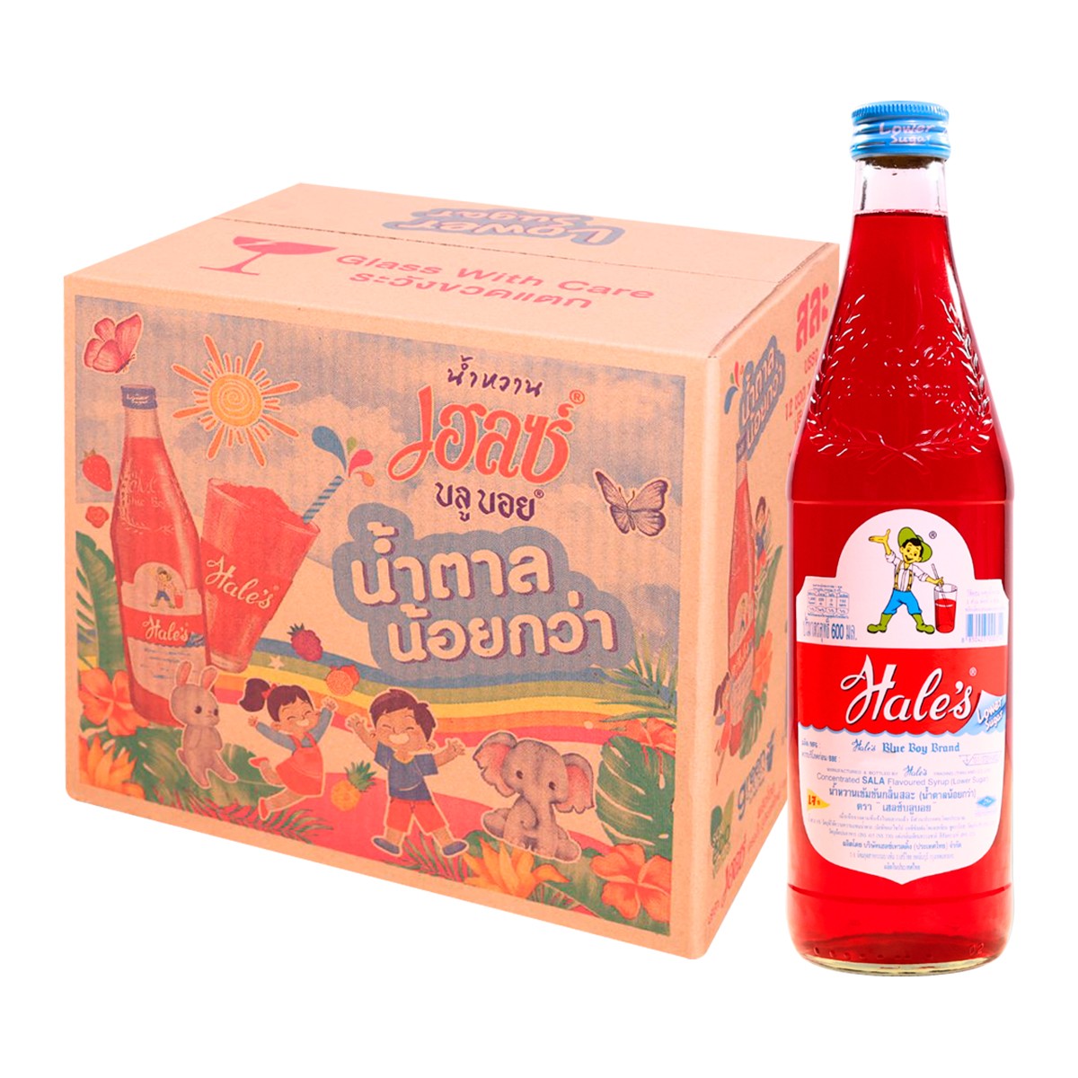เฮลซ์บลูบอย น้ำหวานเข้มข้นกลิ่นสละ (น้ำตาลน้อยกว่า) 600 มล. x 12 ขวด_1