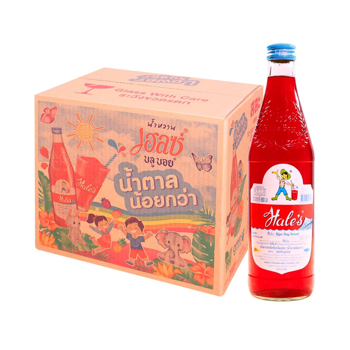 เฮลซ์บลูบอย น้ำหวานเข้มข้นกลิ่นสละ (น้ำตาลน้อยกว่า) 600 มล. x 12 ขวด_1