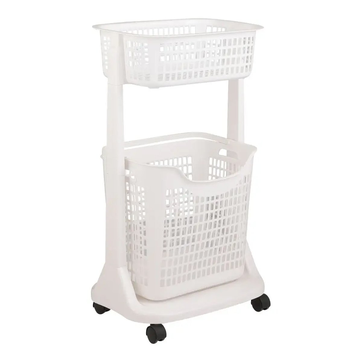 เบสิโค ตะกร้าผ้า รุ่น 1020 สีขาว ล้อดำ_1