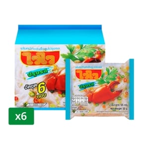 Wai Wai Instant Rice Vermicelli Clear Soup 55g. Pack 6