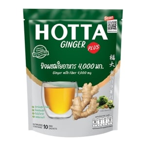 Hotta Plus Ginger with Fiber 4000mg. Instant Ginger 9g. Pack 10sachet