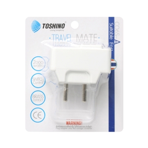 TOSHINO Universal Travel Adapter 2 Round Pins with Switch Model CO6S-A
