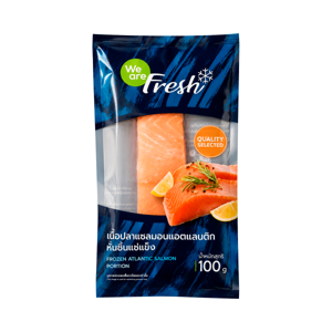 วี อาร์ เฟร็ช เนื้อปลาแซลมอนแอคแลนติกหั่นชิ้นแช่แข็ง 100 ก.