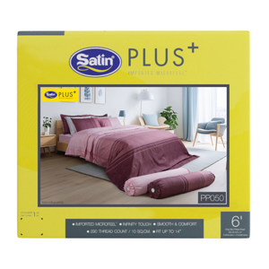 SATIN Plus 6 ft. Bedsheet Set x 5 units + 90 x 100 in. Comforter Model. PP050 Pink Color