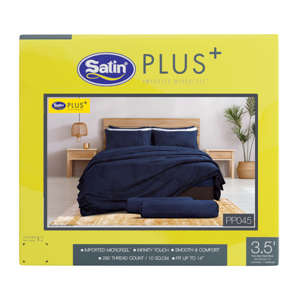 SATIN Plus 3.5 ft. Bedsheet Set Model. PP045 x 3 units Navy Blue Color