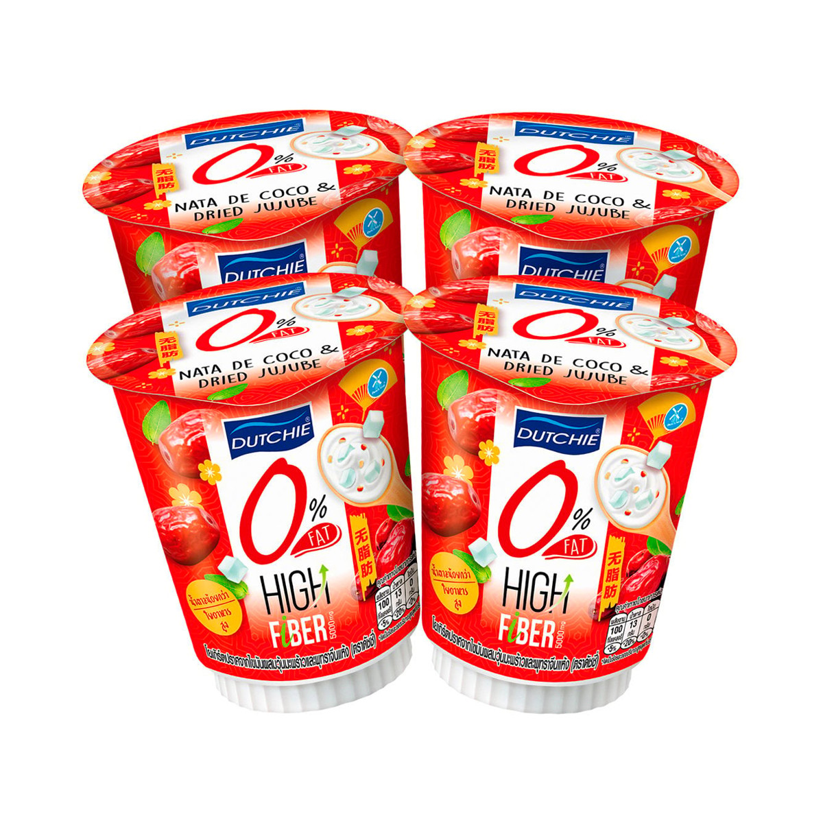 ดัชชี่ โยเกิร์ต 0% ผสมวุ้นมะพร้าวและพุทราจีนแห้ง 125 ก. x 4 ชิ้น