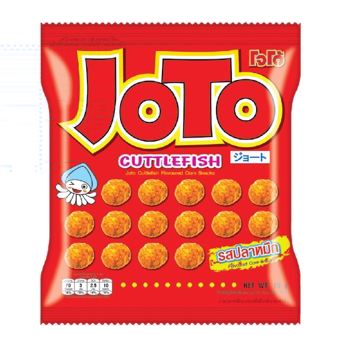 โจโต้ ขนมข้าวโพดอบกรอบ รสปลาหมึก 15 ก. แพ็ค 10_1