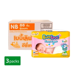 BABYLOVE Easy Tape Diapers Size NB Mega Pack 88 pcs x3 Pack