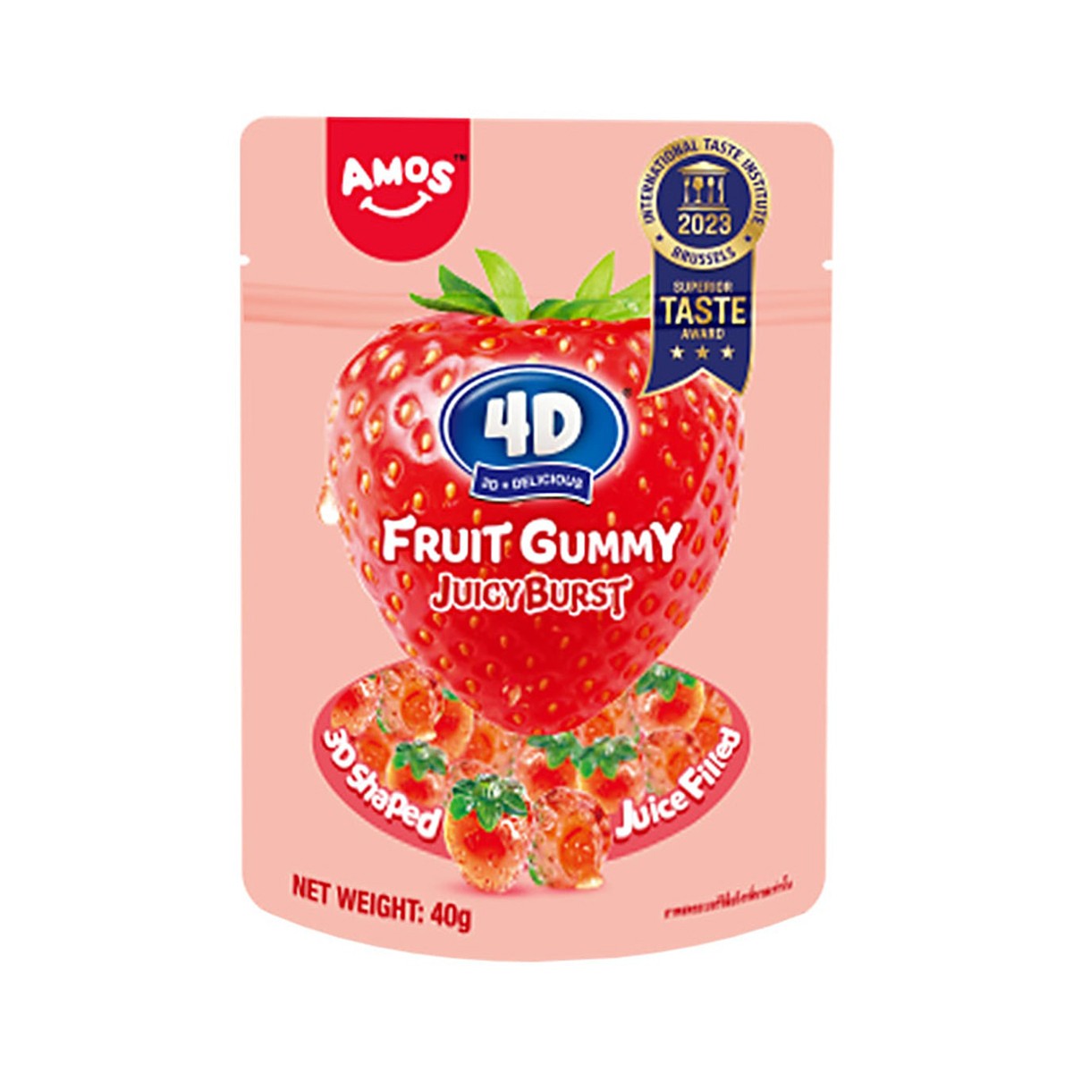 เอมอส 4D กัมมี่ จุซซี่สตรอเบอร์รี่ 40 ก.