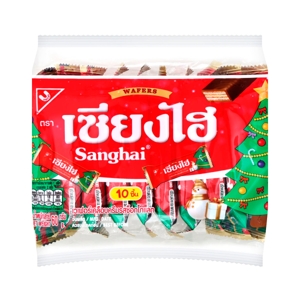 SANGHAI Wafer Coated with Chocolate Cream 6 g. Pack 10