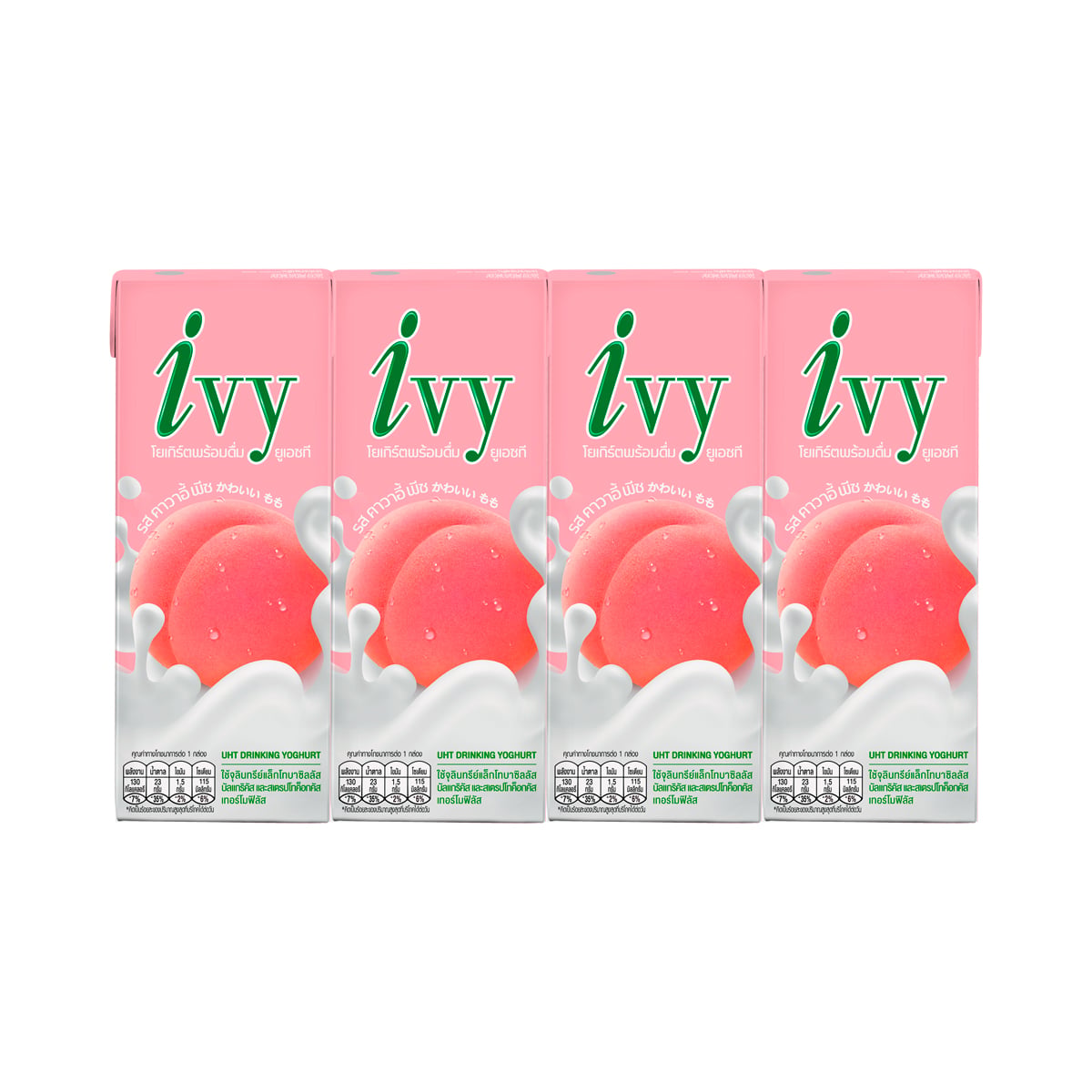 IVY UHT Drinking Yoghurt Kawaii Peach Flavor 180 ml. 4 pcs.