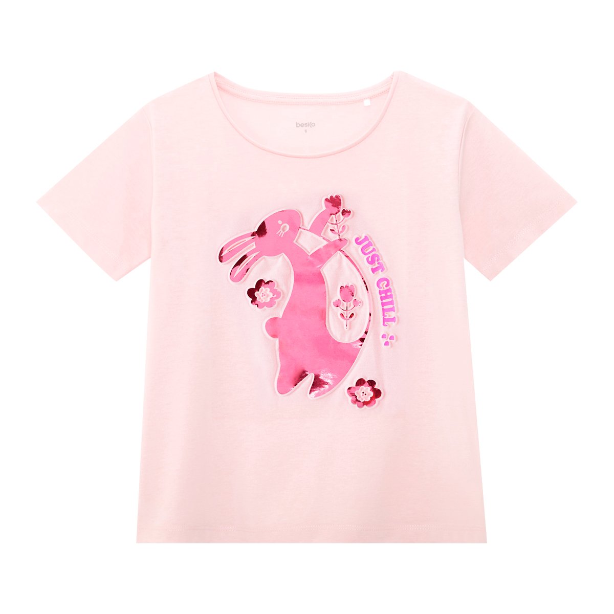 เบสิโค เสื้อยืดแขนสั้นปั๊มลายกระต่าย สำหรับเด็กหญิง รุ่น WKBN2211LG201 สีชมพู