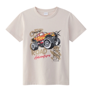 เบสิโค เสื้อยืดคอกลมแขนสั้น พิมพ์ลายตรงอก สำหรับเด็กชาย รุ่น BVDS2406LB002 สีเบจ_thumbnail