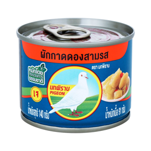 ตรานกพิราบ ผักกาดดองสามรสกระป๋องฝาดึง 140 ก.
