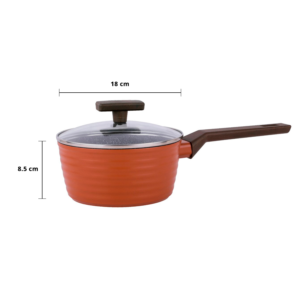 เบสิโค หม้ออะลูมิเนียมเคลือบนอนสติ๊กลายหินอ่อน รุ่น T133FAK-0418 ขนาด 18 ซม. สีแดง_5