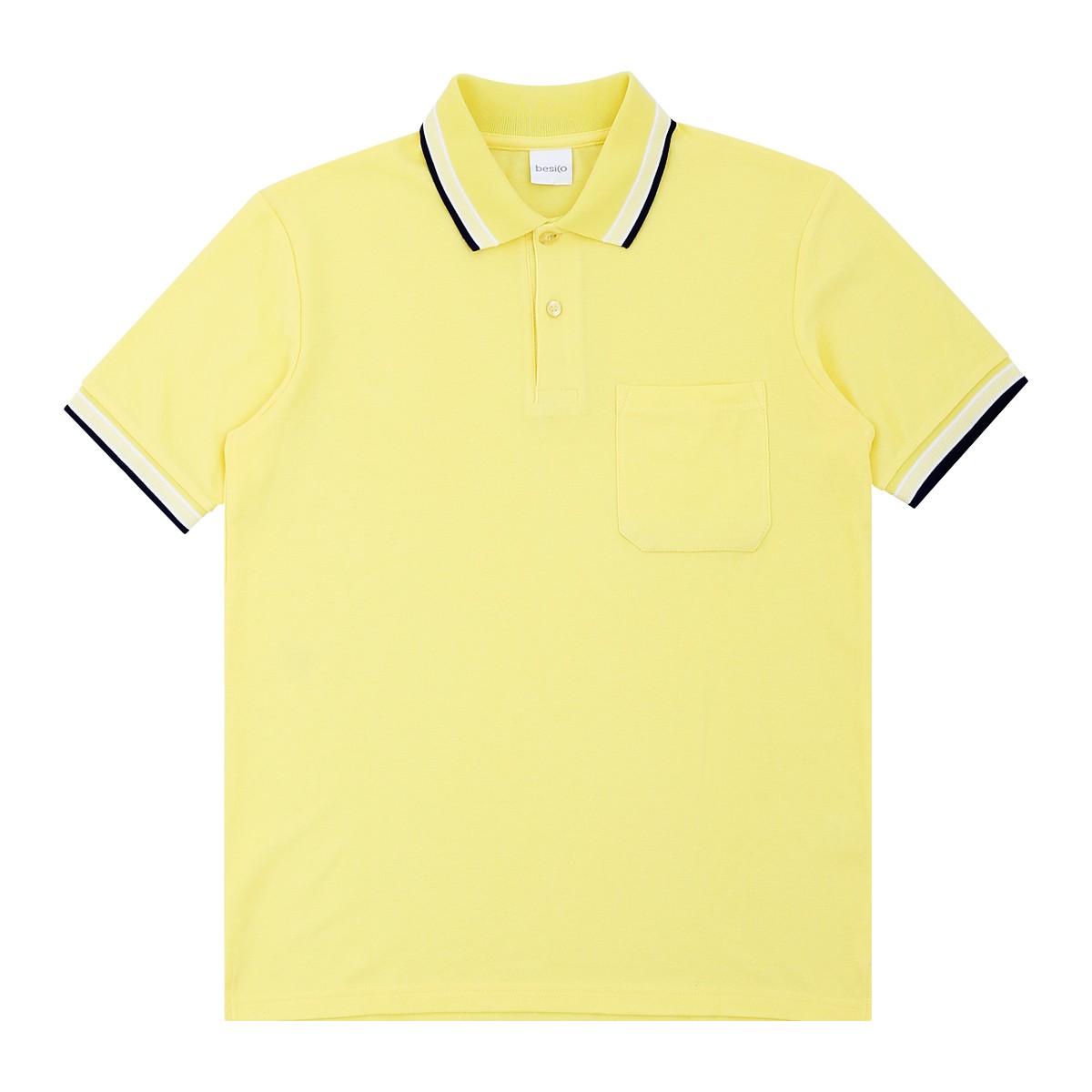 เบสิโค เสื้อโปโลคอปกริ้วมีกระเป๋า สำหรับผู้ชาย รุ่น FDNC24Q2MM001 สีเหลือง