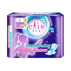 ELIS Smooth & Dry Sanitary Pad with Wings Size 30 cm. 15 pcs