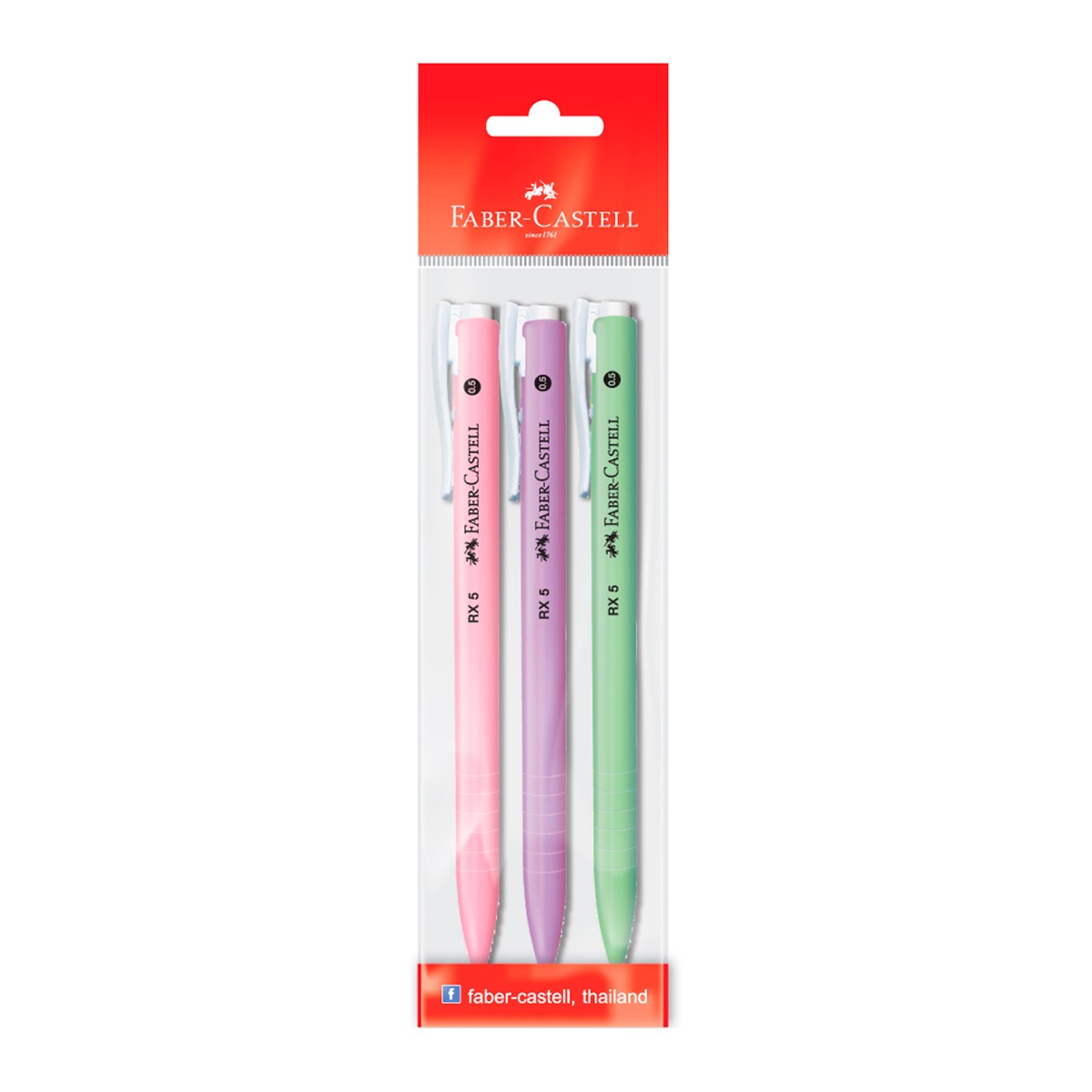 เฟเบอร์ คาสเทลล์ ปากกาลูกลื่น สีน้ำเงิน รุ่น RX 5 Soft พาสเทล แพ็ค 3 ชิ้น