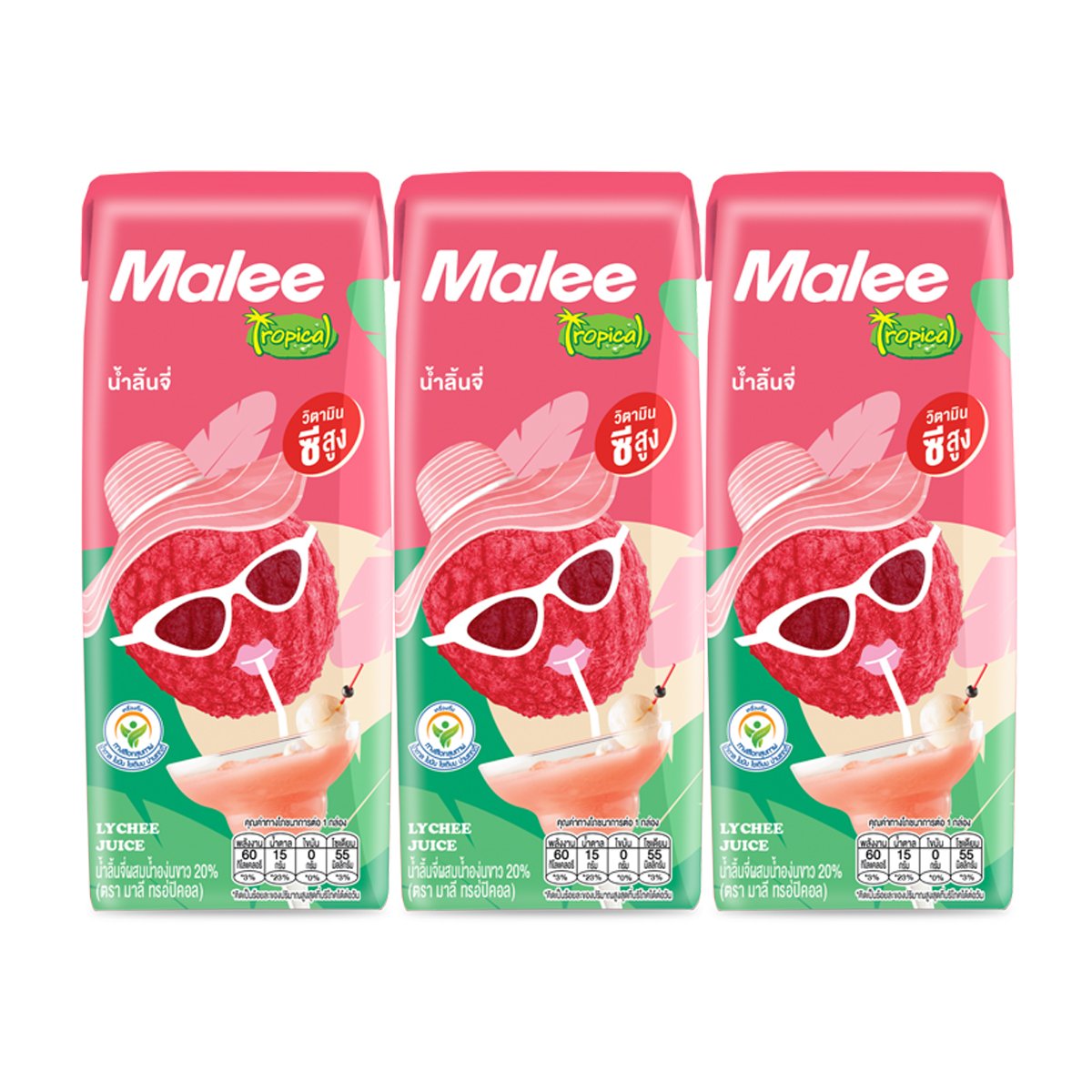 มาลี ทรอปิคอล น้ำลิ้นจี่ผสมน้ำองุ่นขาว 20% 180 มล. แพ็ค 3