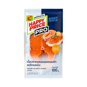 บิ๊กซี แฮปปี้ ไพรซ์ โปร เนื้อปลาแซลมอนแอตแลนติกสเต๊กแช่แข็ง 100 ก.