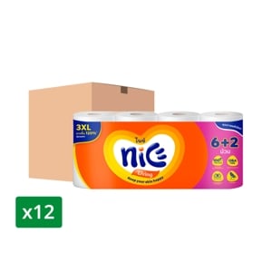 ไนซ์ เมก้าโรล กระดาษชำระ หนา 2 ชั้น 6+2 ม้วน x 12 แพ็ค_thumbnail