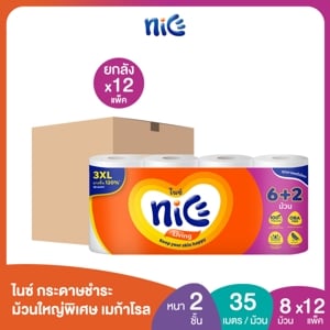 ไนซ์ เมก้าโรล กระดาษชำระ หนา 2 ชั้น 6+2 ม้วน x 12 แพ็ค_thumbnail_2