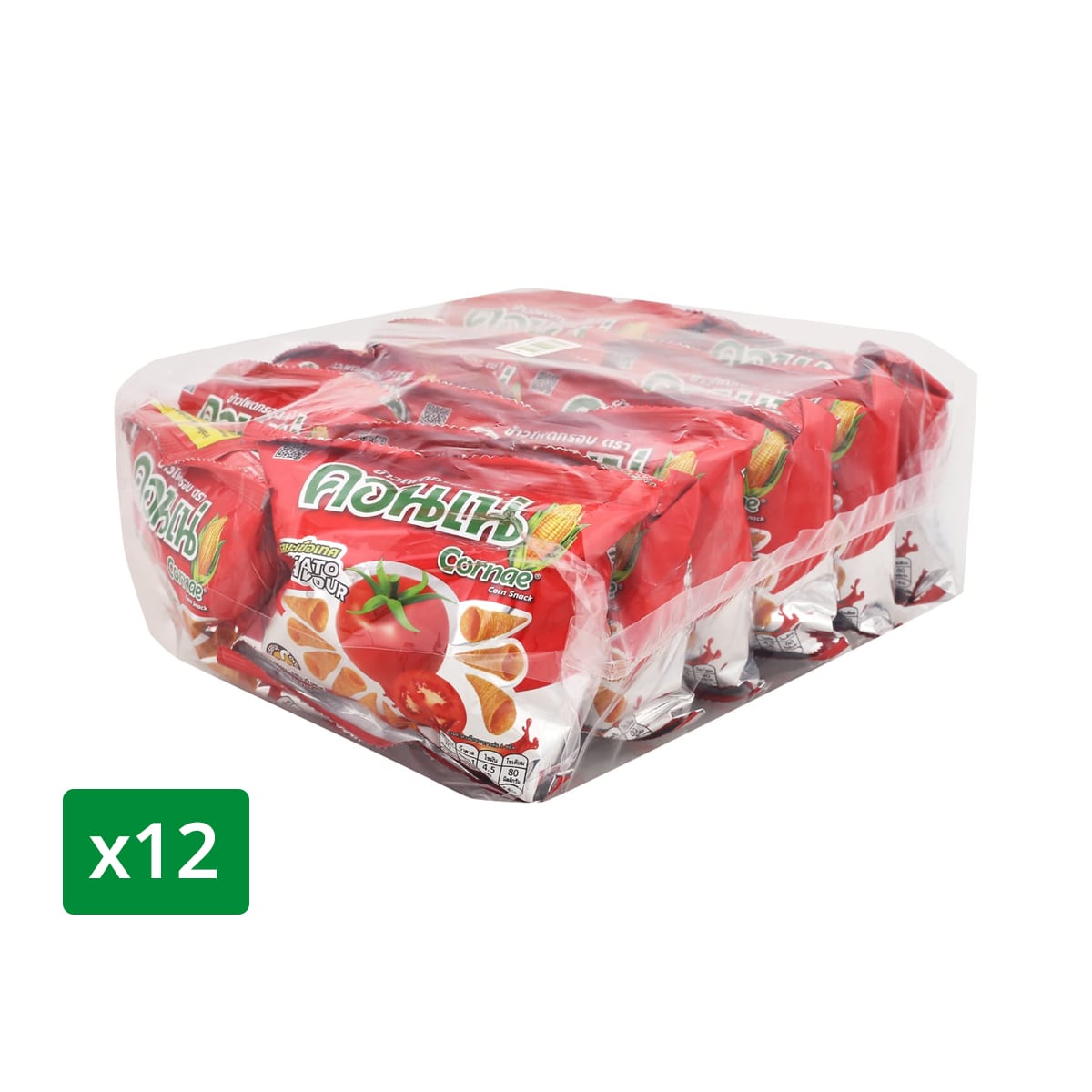 คอนเน่ ขนมข้าวโพดอบกรอบ รสมะเขือเทศ 12 ก. แพ็ค 12 ชิ้น