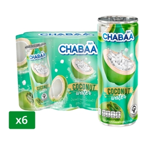 CHABAA Coconut Water with Coconut Meat Less Sugar 230 ml. Pack 6