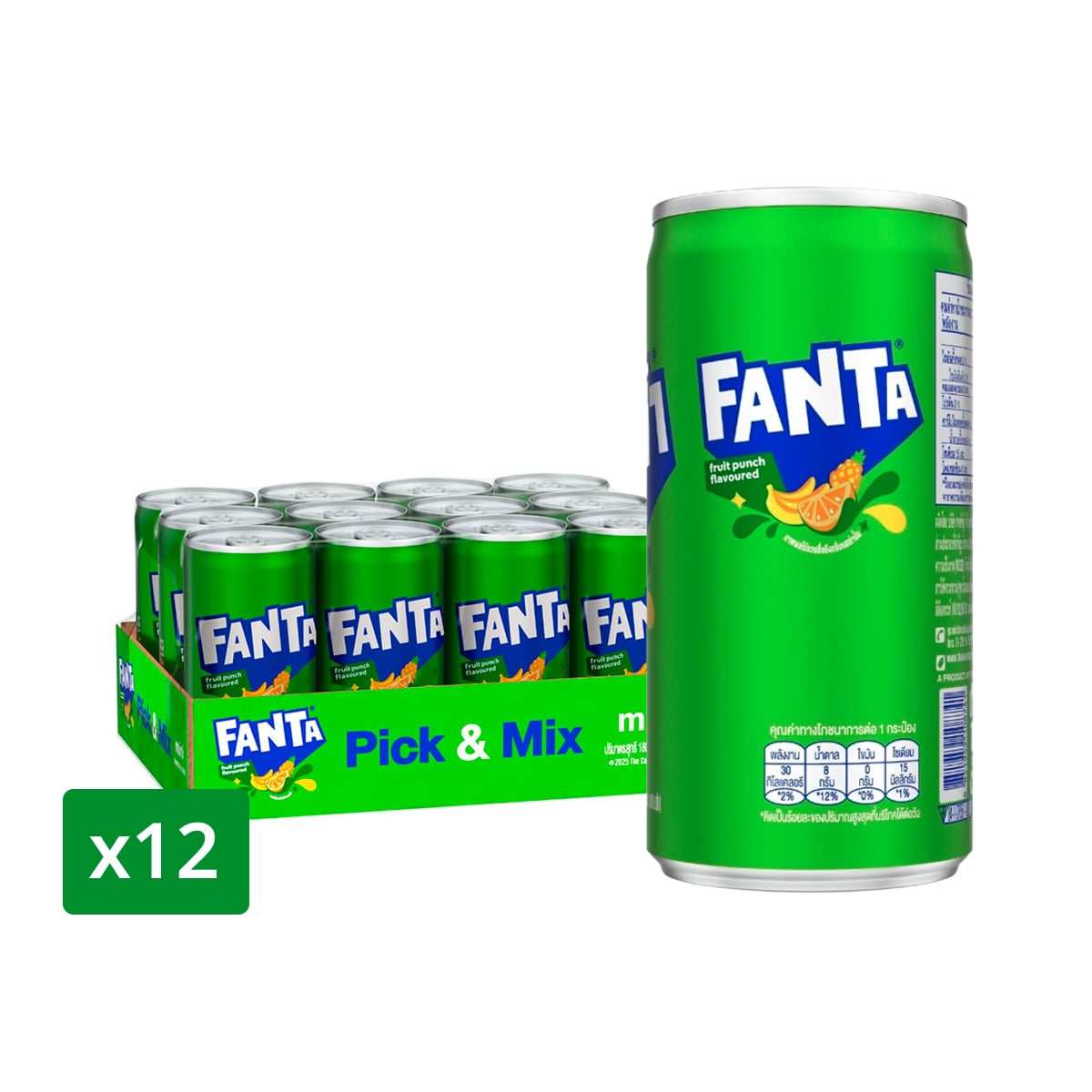 แฟนต้า น้ำอัดลม น้ำเขียว 180 มล. x 12 ชิ้น