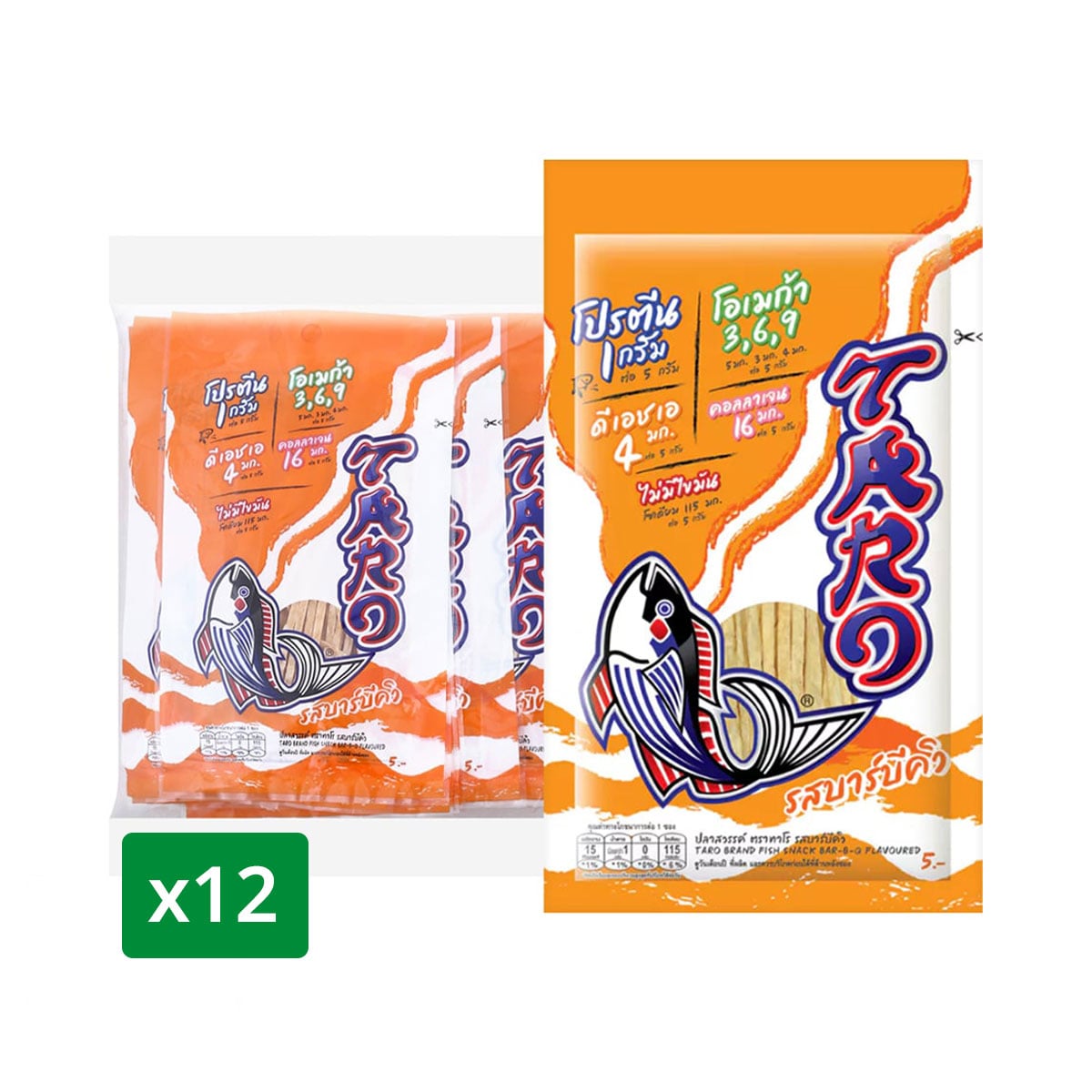 TARO Fish Snack Bar-B-Q Flavor 5 g. x 12 units
