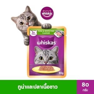 Whiskas Cat Adult Tuna White Fish Cat Food Wet Pouch 80g.