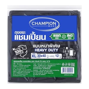 แชมเปี้ยน ถุงขยะ แบบหนาพิเศษ 30x40 นิ้ว สีดำ แพ็ค 12 ใบ_thumbnail